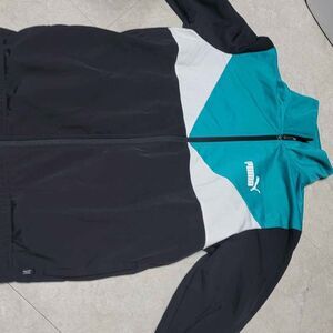 Puma Colorblock Windbreaker Track Jacket Men's Size S - Black & Teal